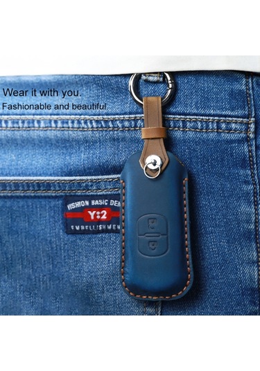 Sones Mazda Uyumlu Eski Stil Hallmo Araba Inek Derisi Deri Anahtar Koruyucu Kapak Anahtarı Iki Anahtar Sürümü Kahverengi 2 Adet