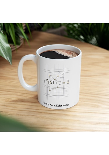 Less İs More Euler Denklem Kupa Bardak Matematik Ve Tasarım Tutkunları İçin Ve Minimalist Hediye Beyaz