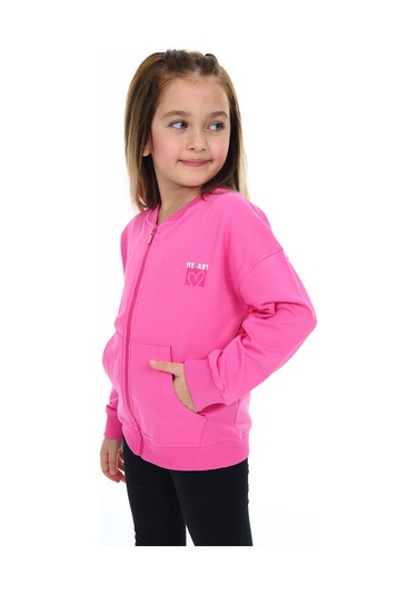 Toontoy Kız Çocuk Baskılı Hırka Fuşya