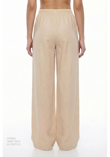 Penti Pastel Bej Linen Pantolon Pastel Bej