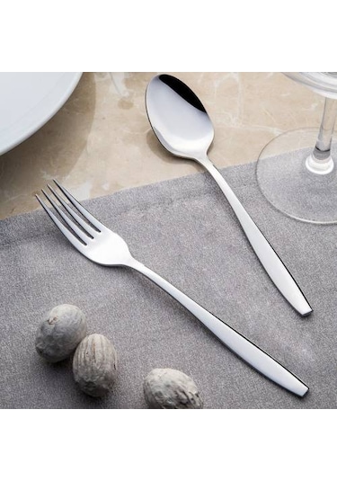 Nehir Sahra Sade 60 Parça Çatal Kaşık Bıçak Takımı Gümüş