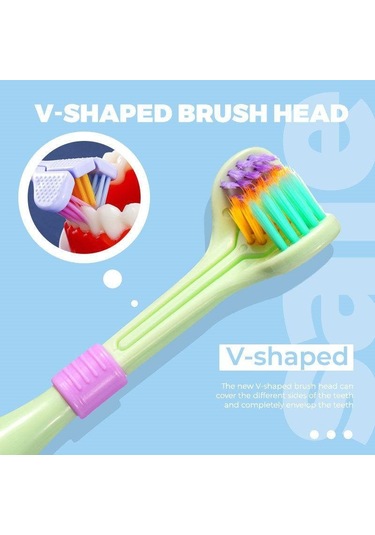 360 Derece Üç Taraflı Yumuşak Kıl Diş Fırçası Ağız Bakımı Güvenlik Diş Fırçası Diş Derin Temizlik Taşınabilir Seyahat Diş Ağız Bakımı