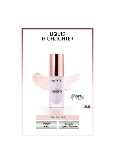 Note Cosmetics Liquid Highlighter Nemlendirici Etkili Likit Aydınlatıcı - 100 Soft Pink