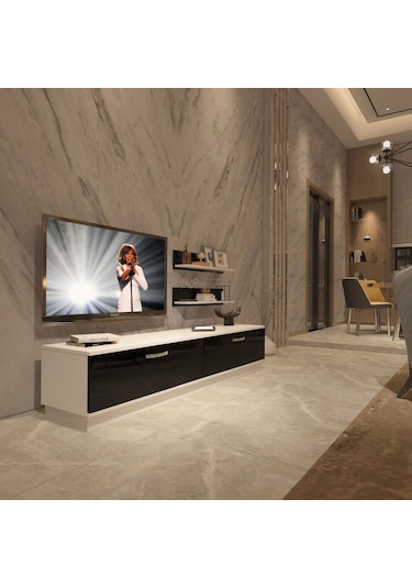 Decoraktiv Eko 4b Slm Std Tv Ünitesi Tv Sehpası Beyaz - Siyah