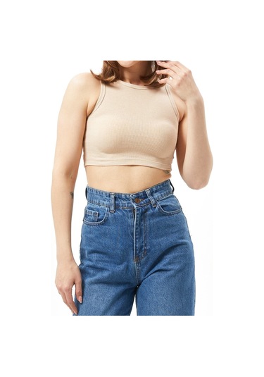 Kadın Kahve Sporcu Crop Top