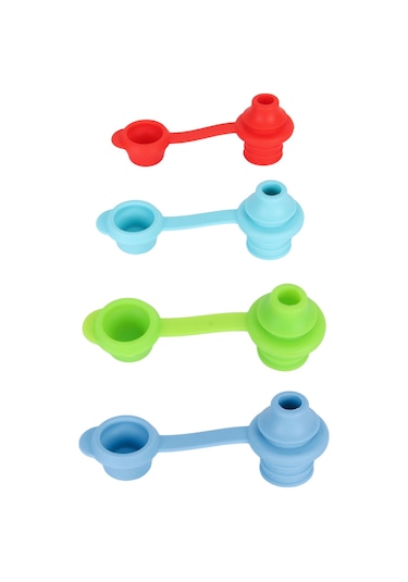 Springsun 4'lü Silikon Çocuk İçme Ucu: Taze Renkler Mavi+yeşil+kırmızı+lacivert - Sızıntısız Kullanim, Evrensel 28mm Şişelere Uygun, Temizliği Kolay