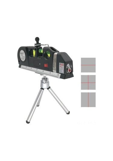 Jeemson 03 Model 4'lü Lazer Seviye Aleti: Kırmızı Işık Çapraz Izleyici, Metre Ve Ayaklı Tutucu - Ev Projeleri İçin Pratik Ve Dayanıklı Plastik Aracı