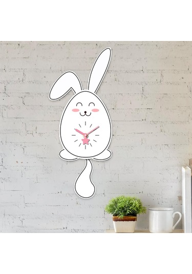 Homyl Tavşan Sarkaçlı Duvar Saati Sessiz Saat Akrilik Askılı Stil A