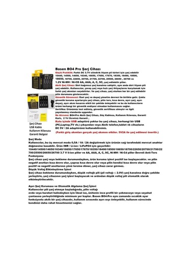 Sertec Basen Bo-4 Pro 18650 3.7V 4'Lü Pil Şarj Aleti