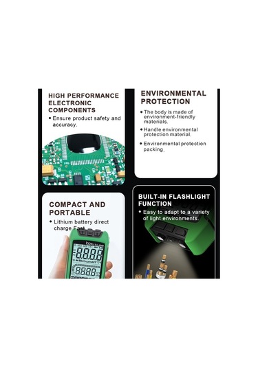 Butu Bakü Ba-2202 Dijital Multimetre Elektrikçi Bakım Direnci Test Cihazı Yeşil