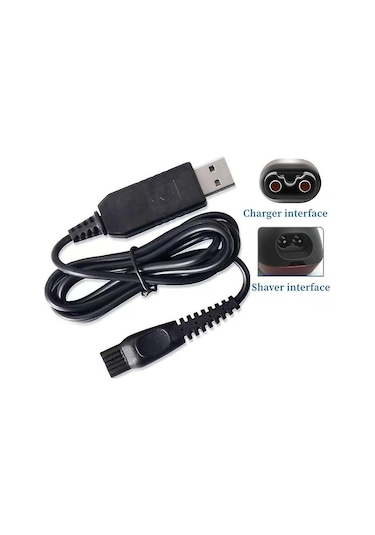 Philips 3000 Hq8505 Tıraş Makinesi Düzeltici Şarj Kablosu Siyah İçin Usb Şarj Kablosu