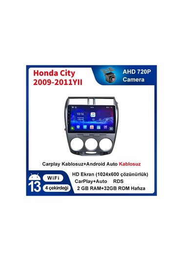 Honda City 2009-2011yıl Carplay 9inç 2/32gb Multimedya