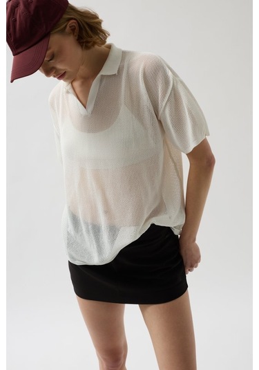 Polo Yaka Transparant-shirt Antrasit Melanj