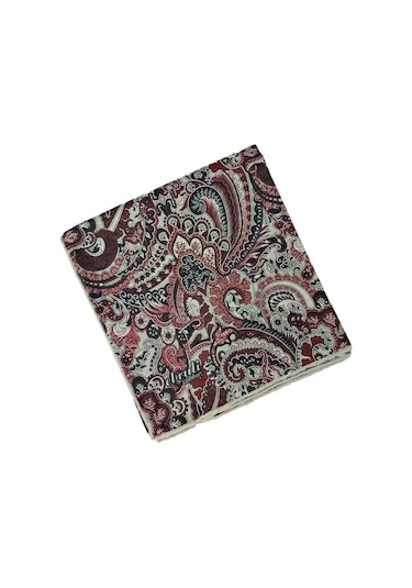 Ebruli Pamuklu Etnik Desenli Soft Eşarp 90x90 Cm Bordo