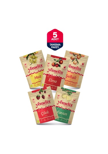 Freeze Dried 5'li Tanışma Paketi Çilek-kavun-muz-şeftali-elma Kuru Meyve Cipsi 75 G