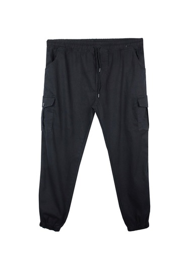 Erkek Büyük Beden 100-156 Kilo Arası İçin Uygun Kargo Cepli Jogger Kot Pantolon Siyah