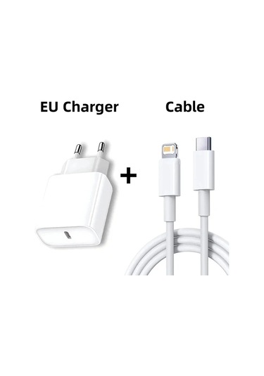 Pd 20w Hızlı Şarj İphone Uyumlu 14 13 12 11 Pro Max Mini 7 8 Artı Xr Tipi C Eu 2m Cable - Kit