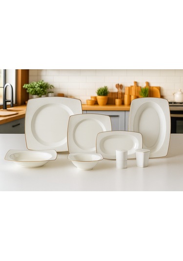 Remetta 55parça Yemek Takımı Beyaz - Gold