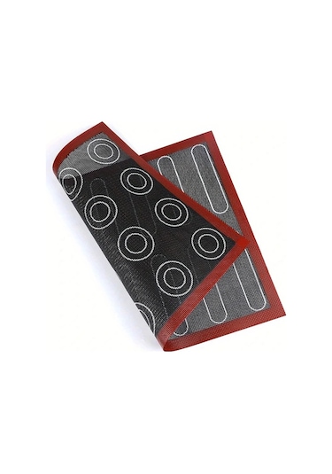 Chuangyinshop Kırmızı Siyah Silikon Pişirme Matı Yapışmaz Ve Yeniden Kullanılabilir Fırın Altlığı Kırmızı-siyah