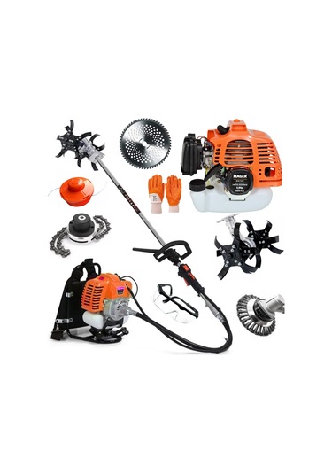 Mager Çapa Aparatlı Toplam 5 Başlık Tırpan Çim Biçme Makinesi