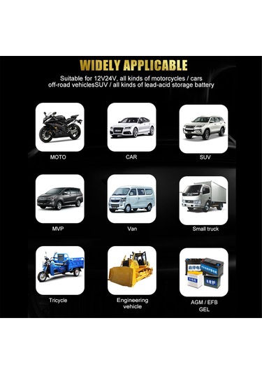 Tenfowee E-fast Akıllı Renkli Ekranlı Şarj Cihazı: 12v/24v 10a Otomobil Ve Motosiklet Aküleri İçin Çok Fonksiyonlu Sarj Aleti