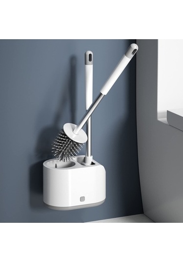 Dancemonkey Lichen Tuvalet Fırçası Ve Tutucu Seti Silikon Tuvalet Fırçası Ve Gp Beyaz