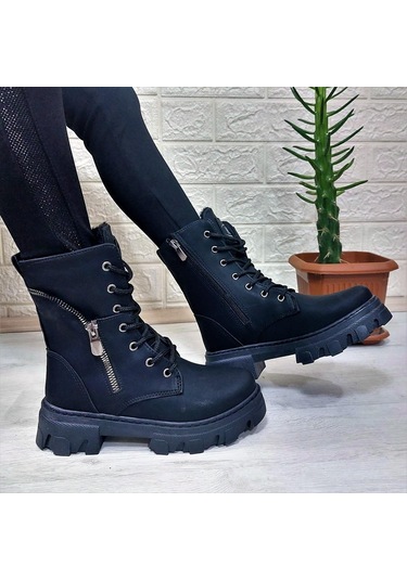 M.p One 3147 Siyah İçi Tüylü Kürklü Fermuarlı Kız Çocuk Bot 001