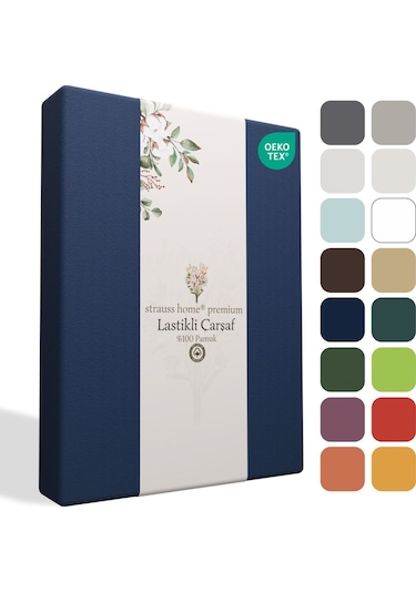 Home Premium Lastikli Çarşaf %100 Pamuk Tek Kişilik / Çift Kişilik Özel Penye Oeko-tex Lacivert / Navy