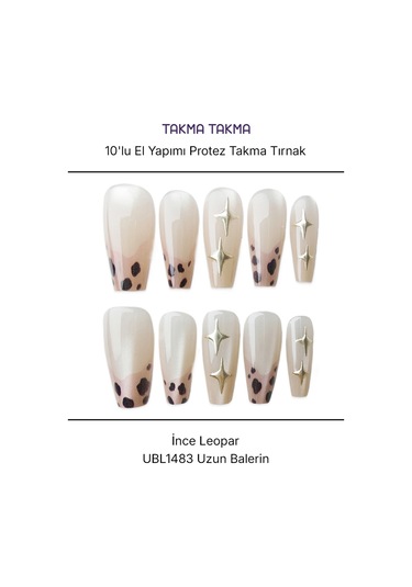 10'lu Ten Rengi Uzun Balerin Ubl1483 Tekrar Kullanılabilir El Yapımı Protez Takma Tırnak Xs