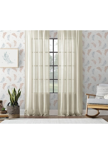 Keten Görünümlü Düz Tül Perde Pilesiz Krem-2422-krem
