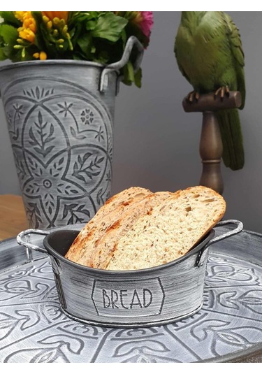 The Mia Galvaniz Ekmek Servisi 28 x 17 CM Antrasit