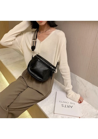 Jzcat Moda Kadın Omuz Çantası Batı Geniş Omuz Askısı Retro Kadın Bel Çantası - Beyaz