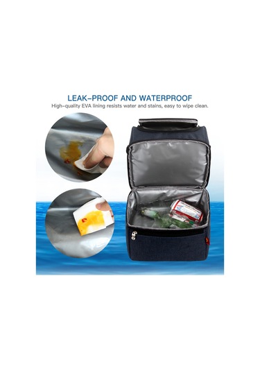 Geeroyoo Mavi İki Bölmeli Soğuk Saklama Çanta, Dış Mekan Piknik İçin Isı Yalıtımlı Çanta, Ayarlanabilir Askı Kayışlı Mavi