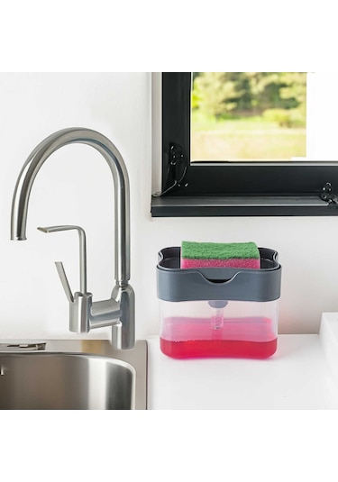 Porsima ORG-98 Deterjan Hazneli Pompalı Süngermatik Sıvı Sabunluk Antrasit