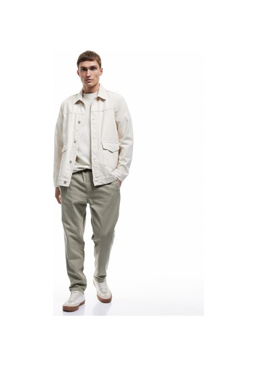 Koton Cep Detaylı Pamuklu Straight Fit Beli Bağcıklı Gabardin Pantolon Haki 6wam40045hw Haki