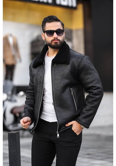 İçi Kürklü A Kalite Napa Deri Mont / Ceket Siyah Kürklü