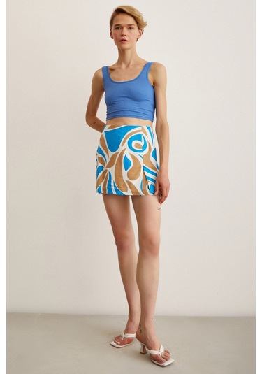 Trendquel Askılı Crop Bluz Mavi Mavi