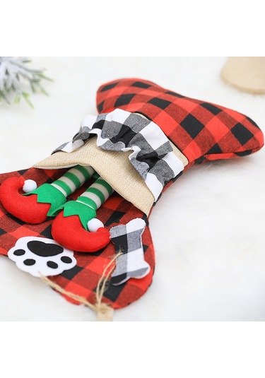 Qingmipy Noel Evcil Hayvan Çorabı - Kedi Köpek İçin Yeniden Kullanılabilir Hediye Çantası