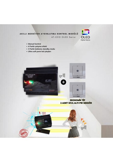 Akıllı Merdiven At-eco Oled Serisi 16 Kanal Modül + 2 Adet Pır