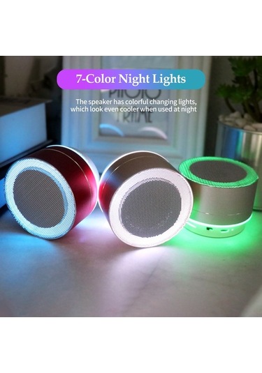 Taşınabilir Mini Bluetooth Hoparlör: 7 Renkli Işık, Usb Şarj, Kablosuz, Seyahat Ve Outdoor İçin