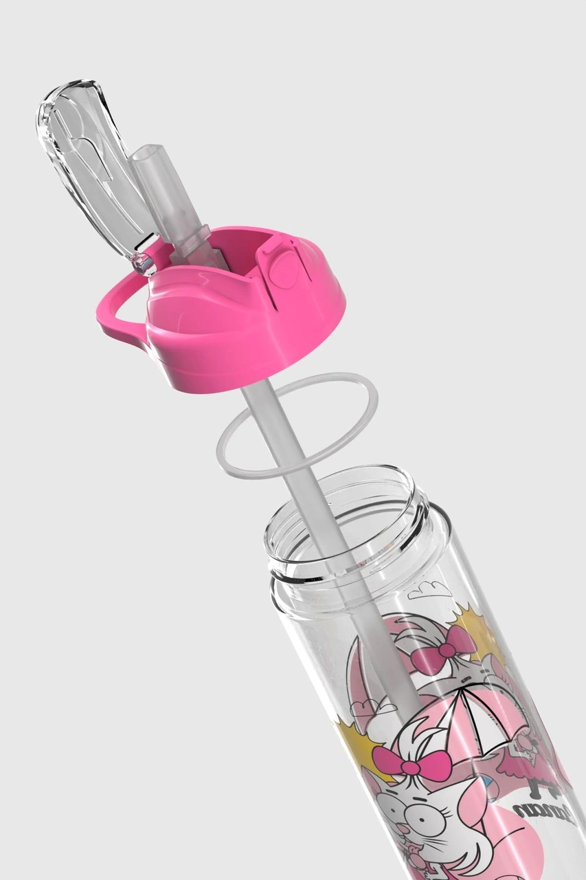 Renga Falcon Kral Şakir Canan Desenli 630 Ml Pipetli Tritan Çocuk Matara 222031 Pembe Pembe