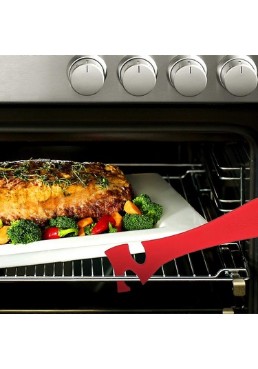 Xiyyadms Uzun Saplı Silikon Fırın Rafları Çeker/kolaycı - Fırın, Toaster, Air Fryer İçin Isı Dayanıklı Araç Kırmızı