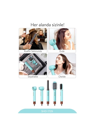 Sinbo Shd-1729 5in1 Compact Multi-styler Saç Kurutma & Şekillendirme Makinesi-mavi