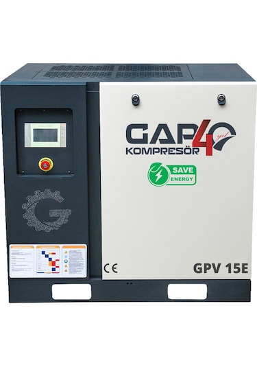 Gap Kompresör İnvertörlü Vidalı Hava Kompresörü 15 HP Tek Makine GPV15e