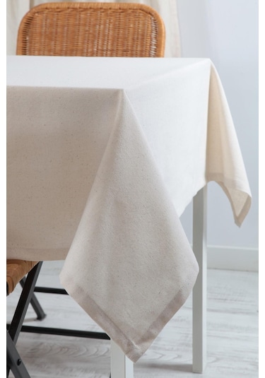 Naturel Masa Örtüsü Düz Pamuk Keten Otantik Krem