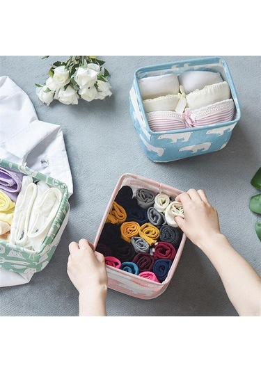 Pembe 1 Adet Keten Masaüstü Saklama Kutusu Su Geçirmez Oyuncak Çeşitli Eşyalar Depolama Sepeti Kozmetik İç Giyim Sepet 56366536