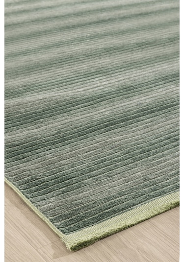 Koza Halı Stripe Yeşil Kilim Kaymaz Taban Salon Oturma Odası Antre Halısı 3 Yeşil