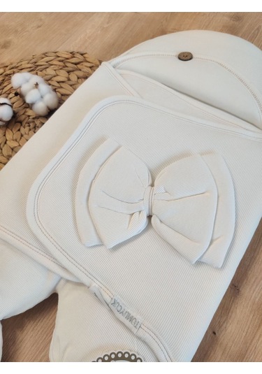Soft Yumuşak Ayaklı Bebek Kundağı Unisex Bebek Dış Kundak Battaniyesi Hastane Çıkışı Uyku Tulumu Ekru