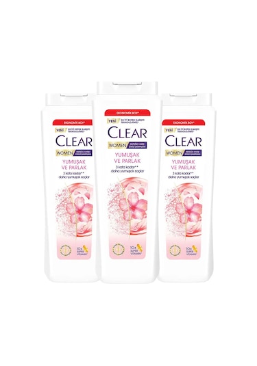 Clear Women Kepeğe Karşı Etkili Şampuan Yumuşak Ve Parlak 600 Ml X3