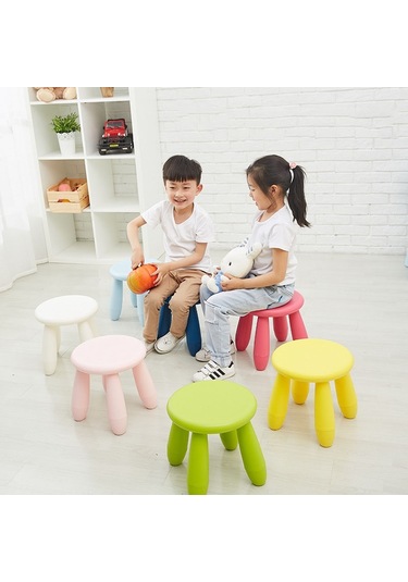 Sones Renkli Çocuk Taburesi Sandalye Bebek Taburesi Plastik Anaokulu Taburesi Açık Mavi